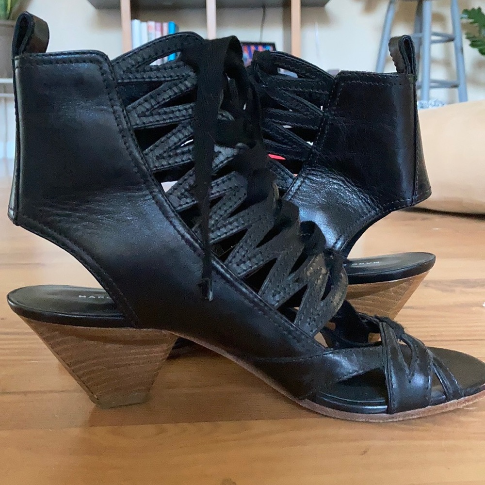 Sexy Marc Jacobs black leather tie up sandals